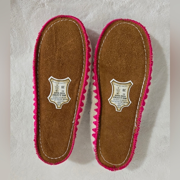 Minas Greek Hand Made Slippers Women's US Size 8 Wool Leather Colorful Moccasin - Picture 6 of 9